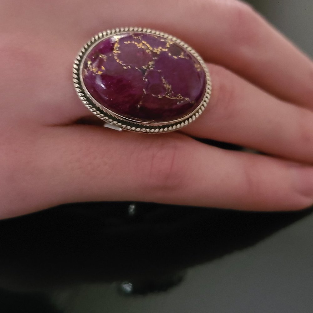 Purple Turquoise Ring Sterling Silver Size 9-Size 9 Ring Turquoise stone jewelry - Picture 5 of 5